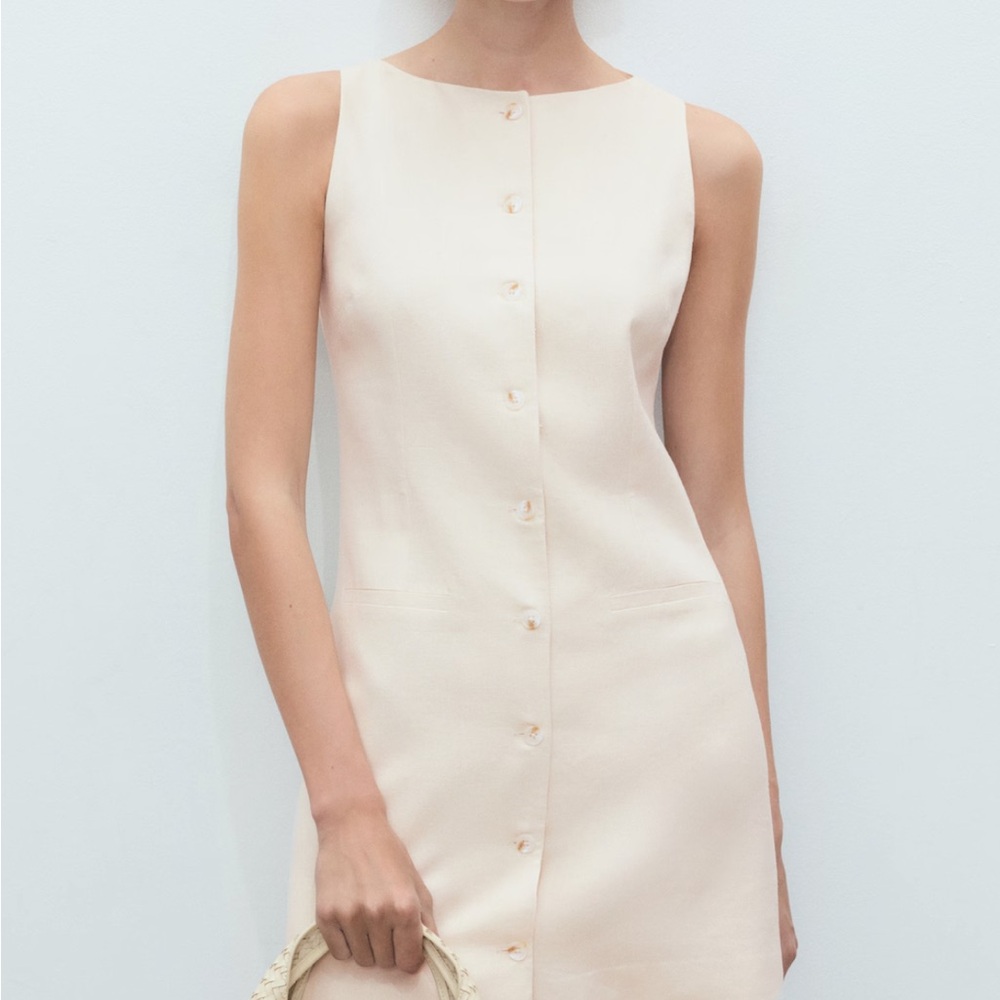 Mango Cream Mini Dress